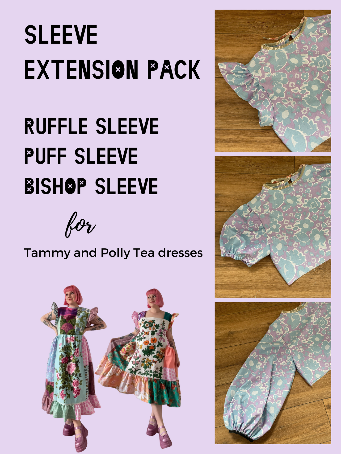 Sleeve Extension Pack Pattern PDF - for Polly Tea and Tammy Dress Patterns