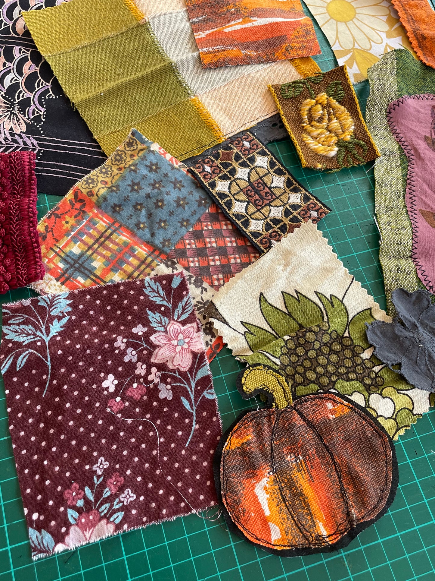 Autumnal Fabric Patch Mending Kit