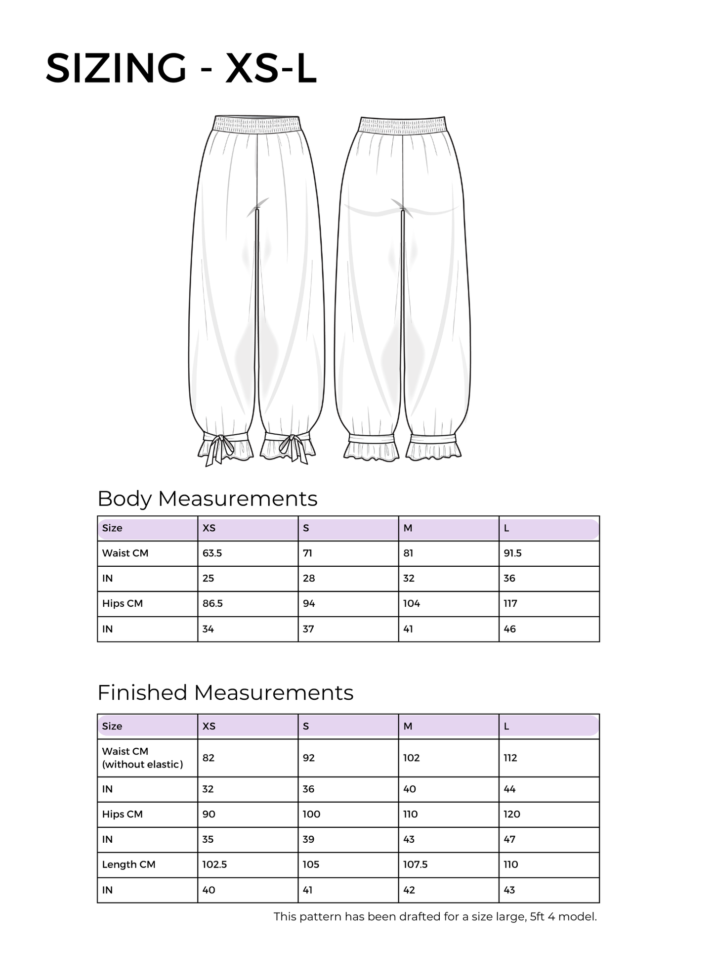 The Bloomer Tie Trousers Pattern PDF - Sizes XS-5XL