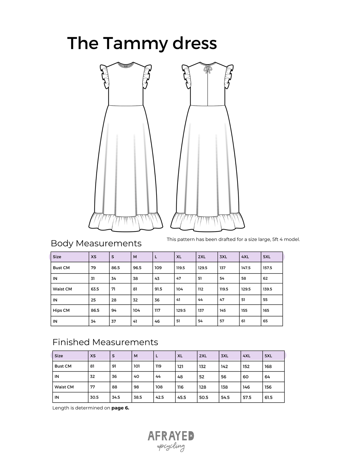 Tammy Dress Pattern PDF - Sizes XS-5XL