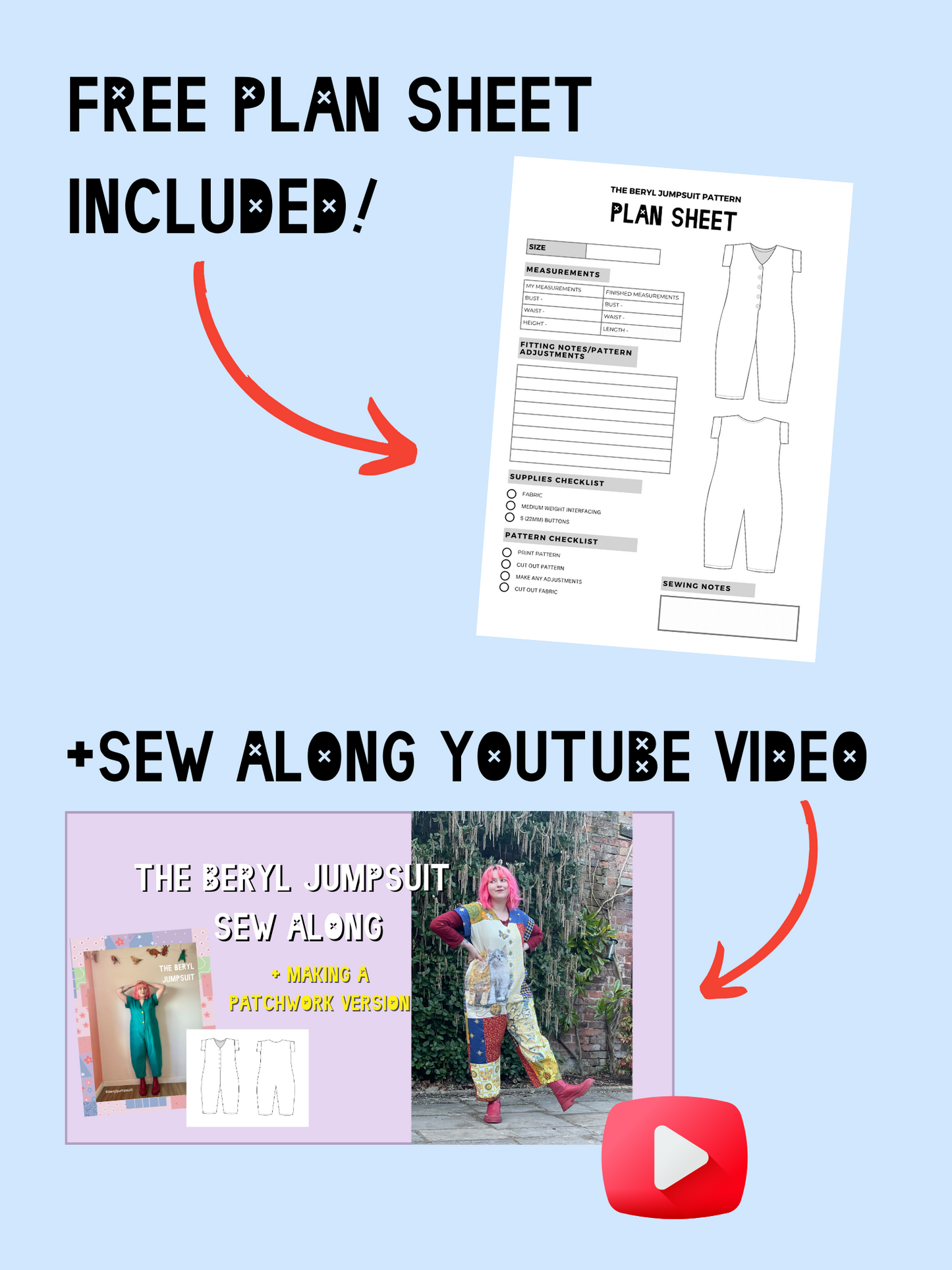 The Beryl Jumpsuit Pattern PDF - Sizes XS-5XL