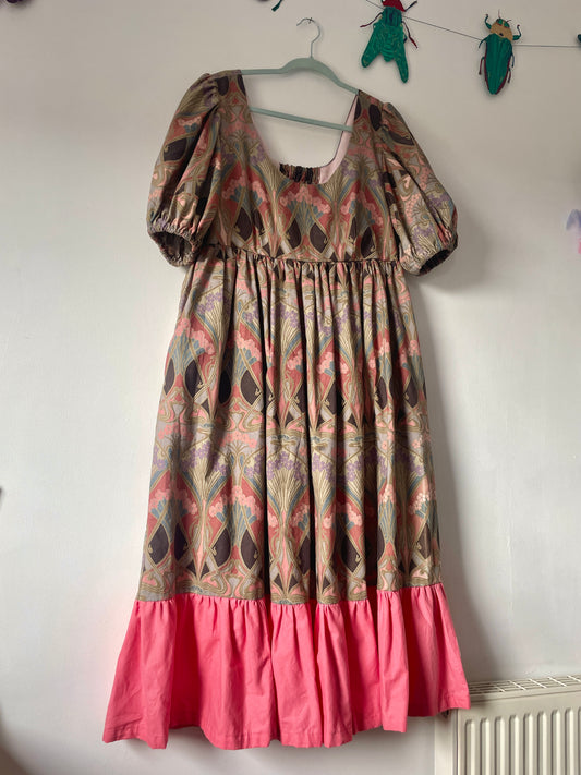 Liberty Grey and Pink Maxi Dress - Large