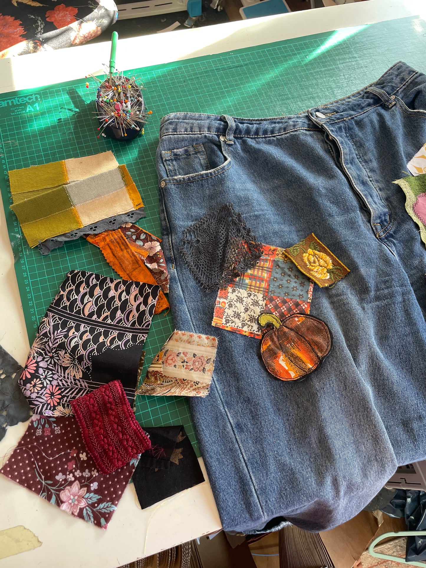 Autumnal Fabric Patch Mending Kit