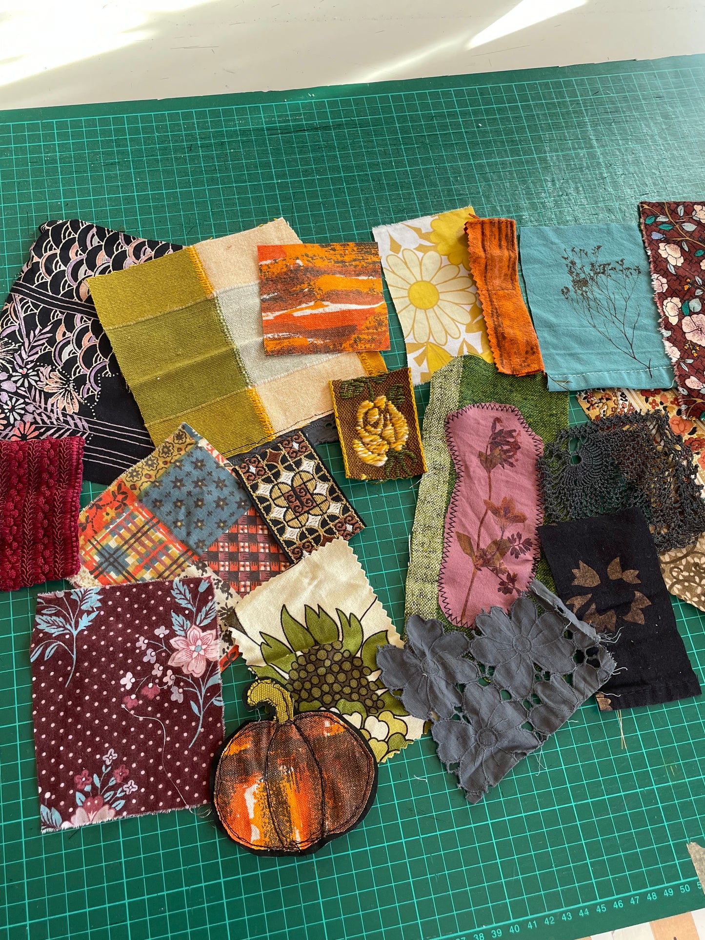 Autumnal Fabric Patch Mending Kit
