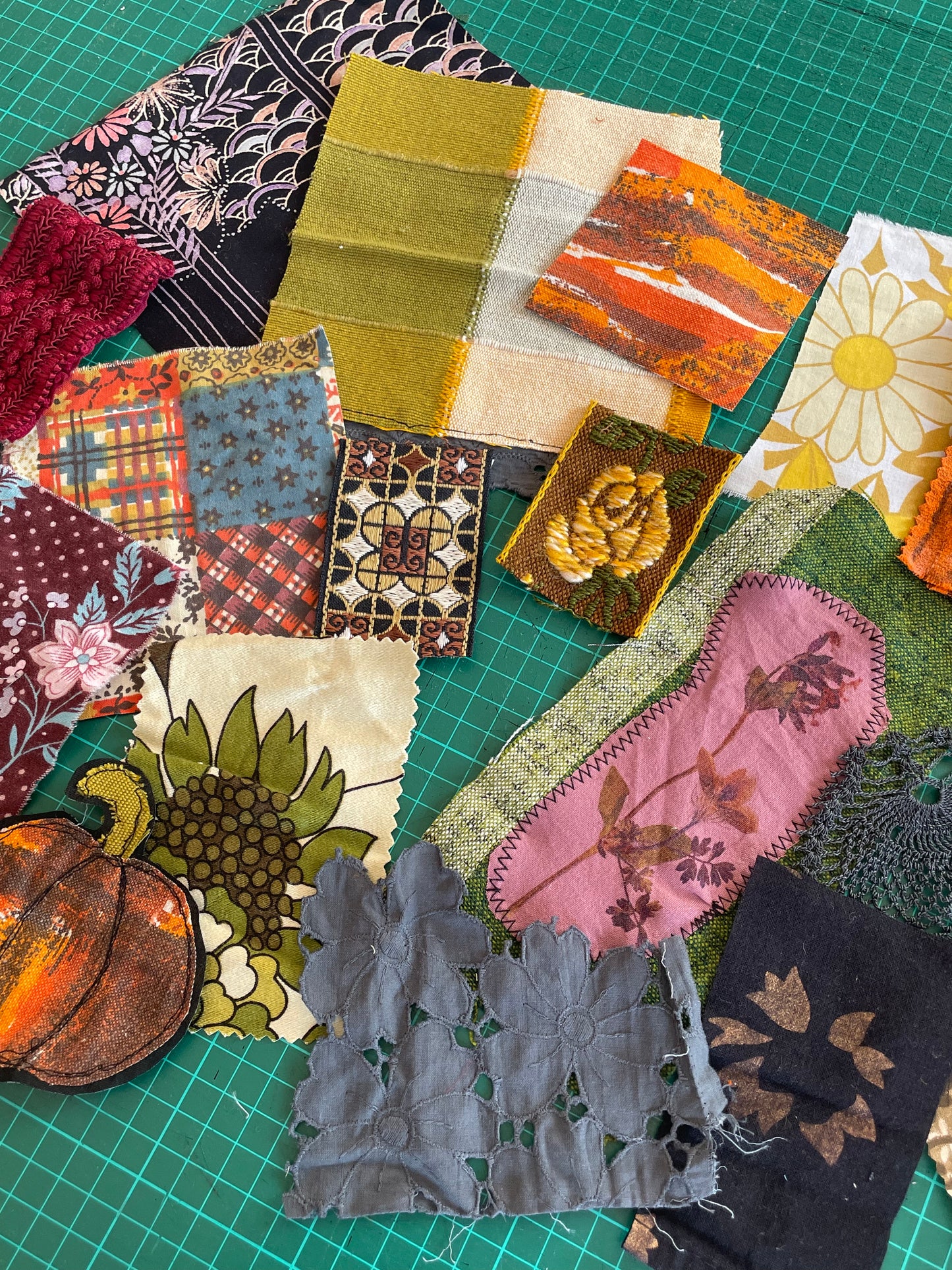 Autumnal Fabric Patch Mending Kit