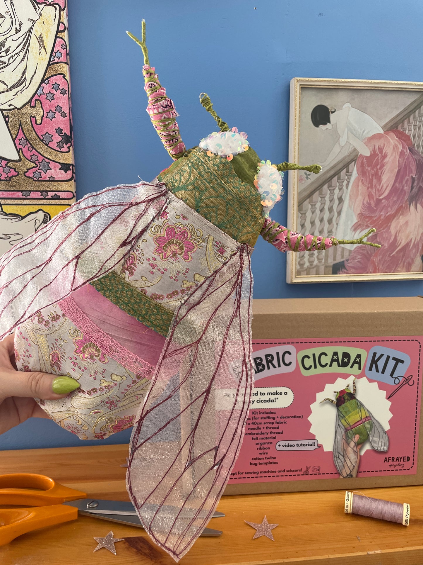 Fabric Cicada Bug Sewing Kit - different colours available!