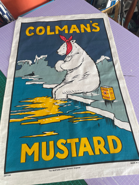 Tea Towel Kit - Polar Bear Mustard