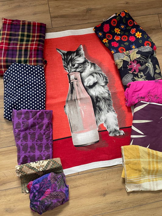 Tea Towel Custom Garment - The cat that got the cream!