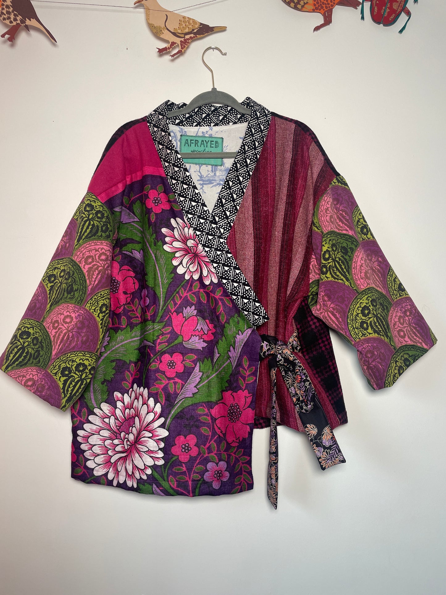 Wrap Jacket Violet Flowers - Size L