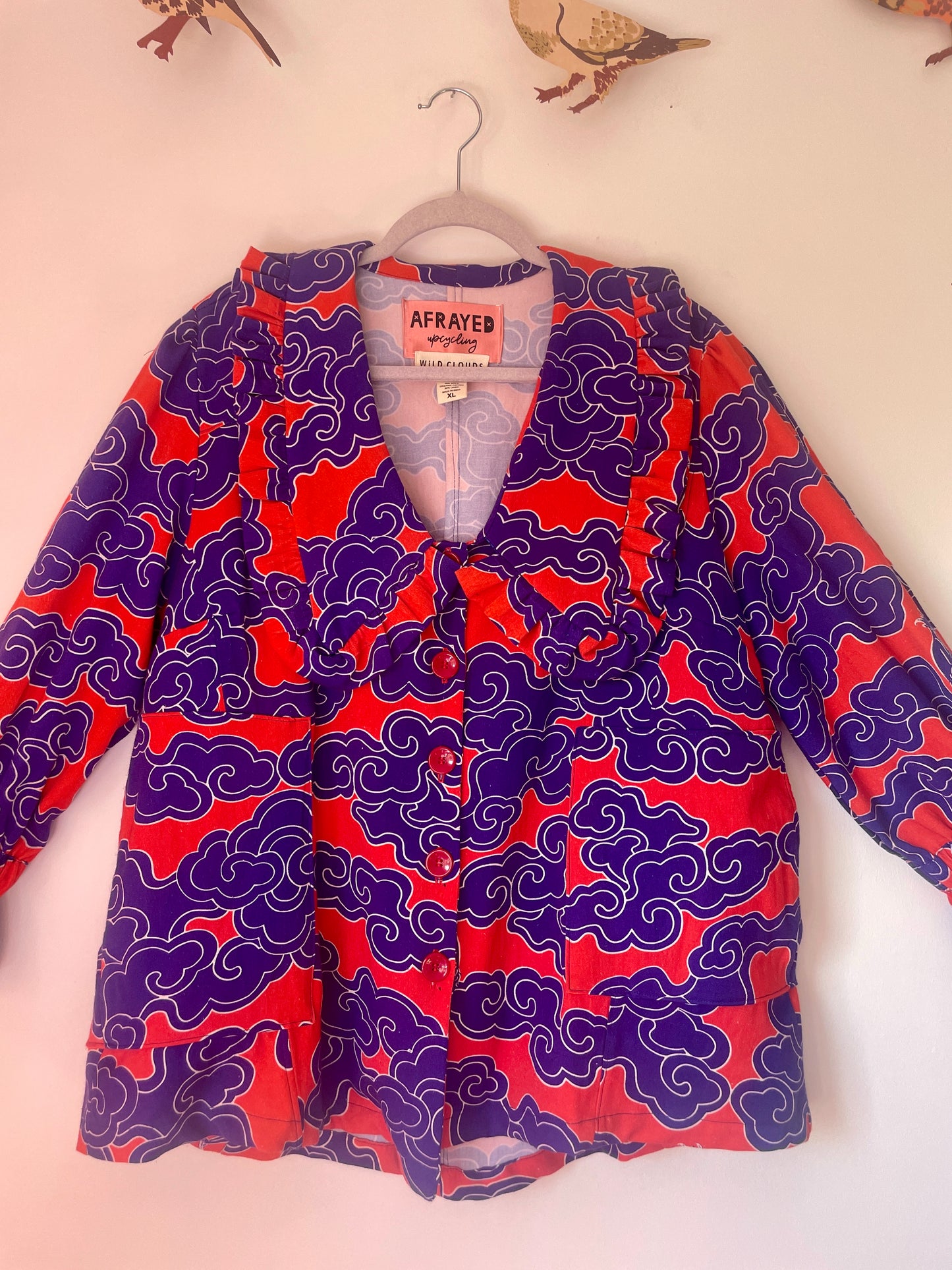 Wild Clouds Collab Blouse Blue and Red Blouse - Size XL