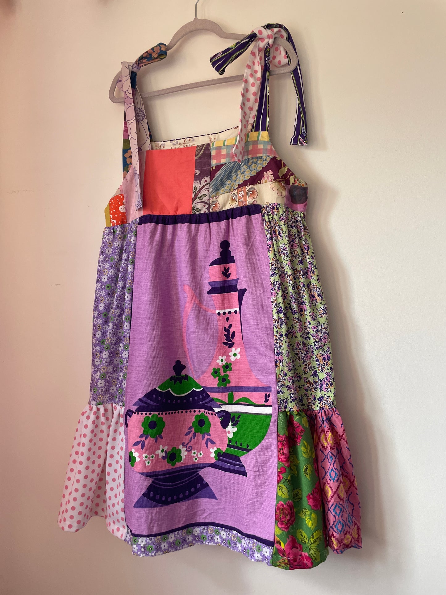 Teapot Summer Tea Towel Midi Dress  - Size Large