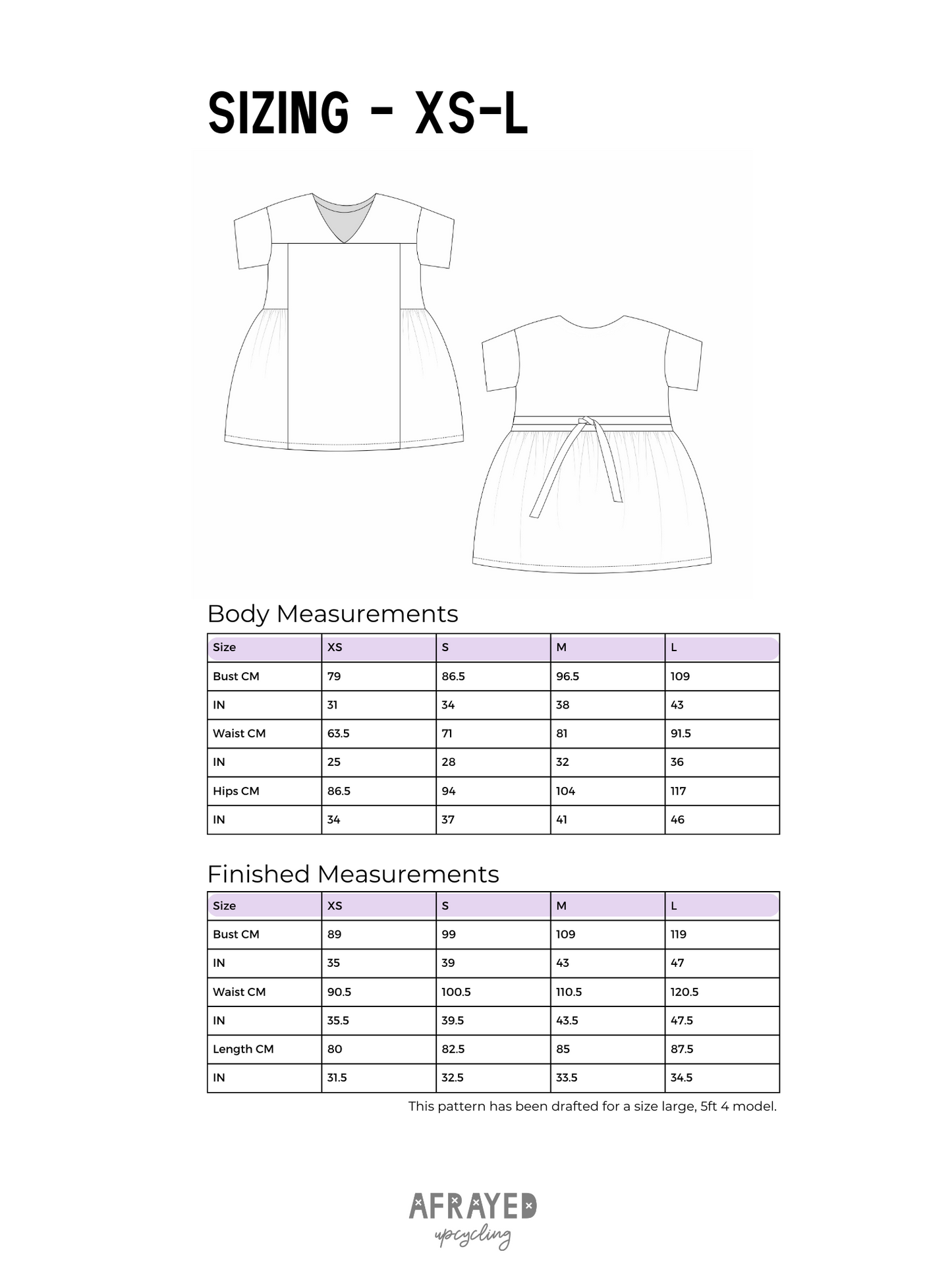 Joy Mini Tea Towel Dress Pattern PDF - Sizes XS-5XL