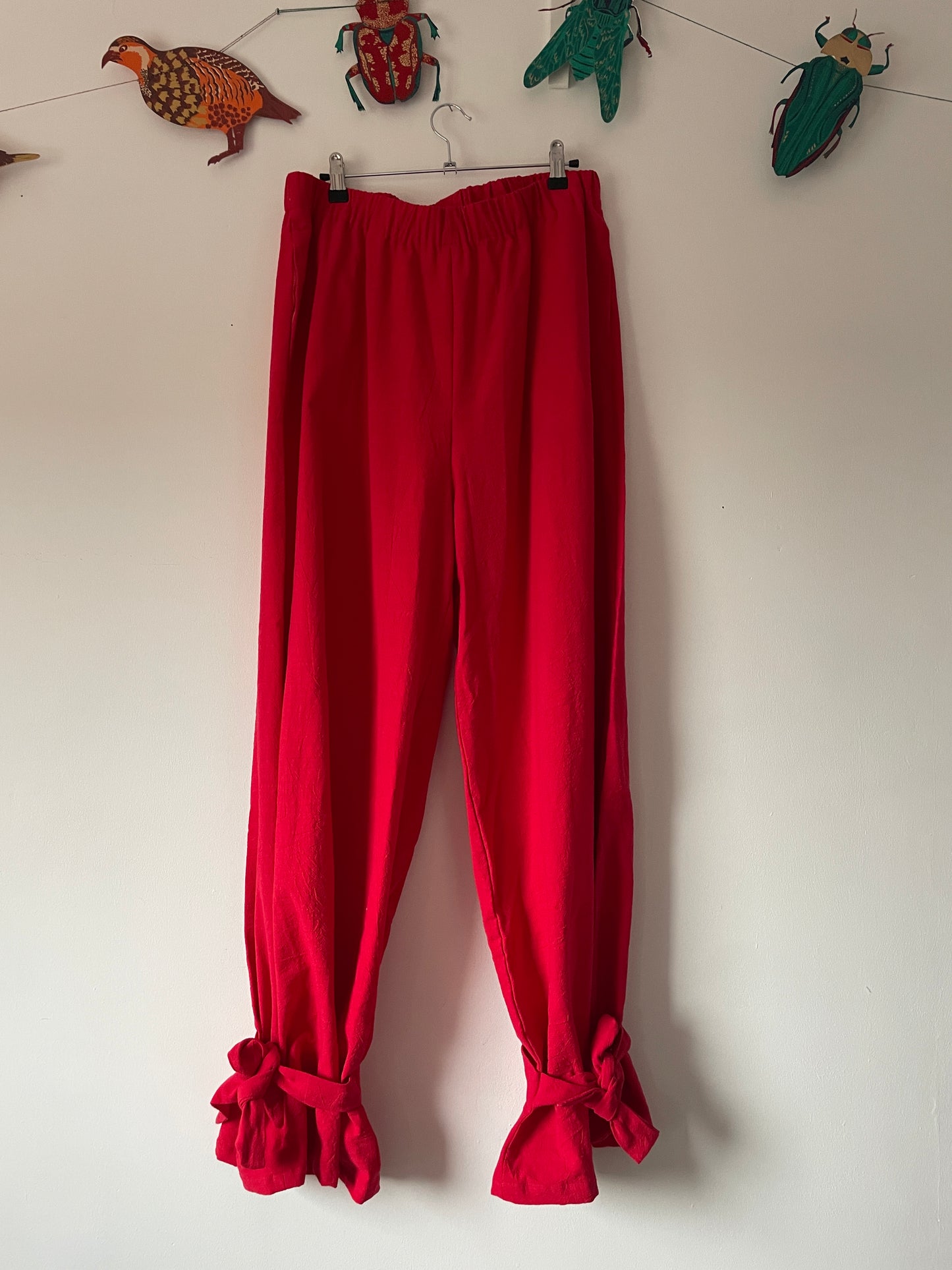 Red Bloomer Tie Trousers Sample - Size Large