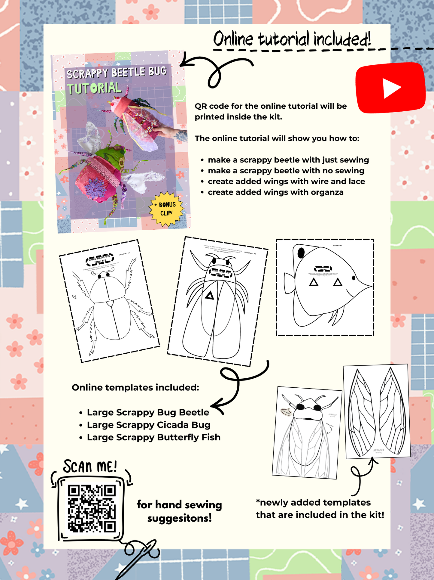 Fabric Cicada Bug Sewing Kit