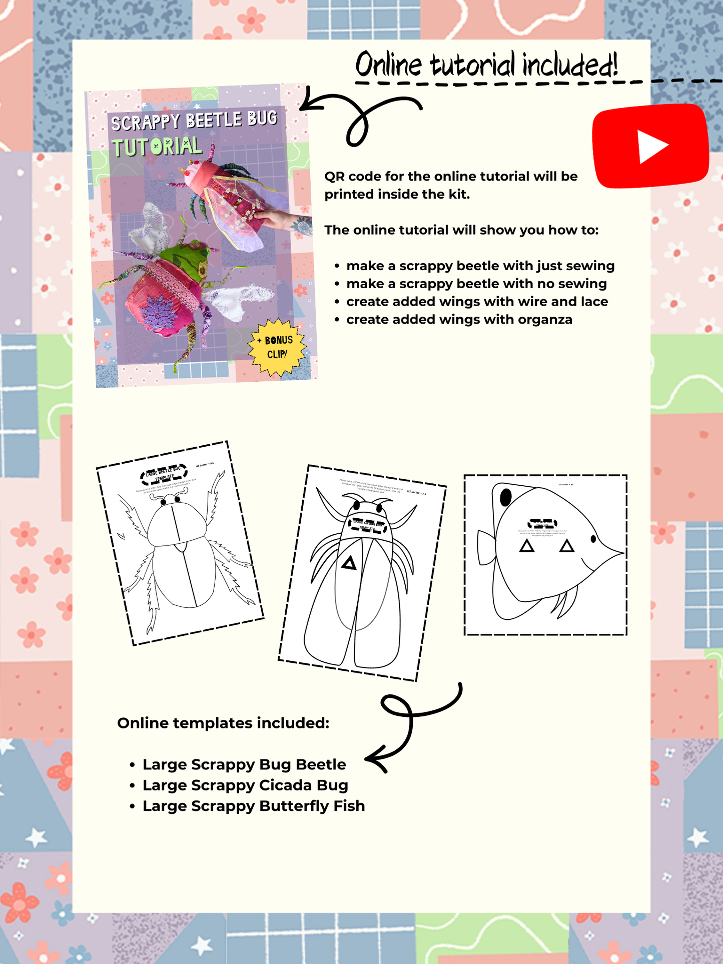 Scrap Buster Fabric Beetle Bug Sewing Kit