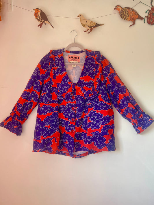 Wild Clouds Collab Blouse Blue and Red Blouse - Size XL