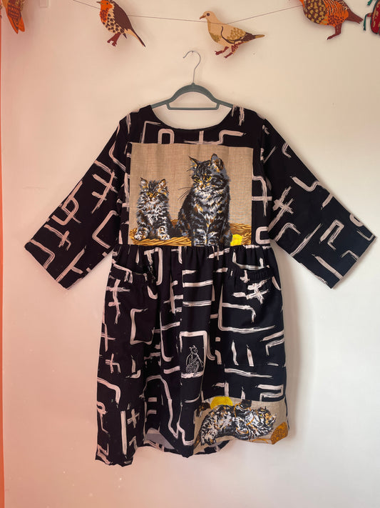 Wild Clouds Collab Tea Towel Cat Dress - Size XL