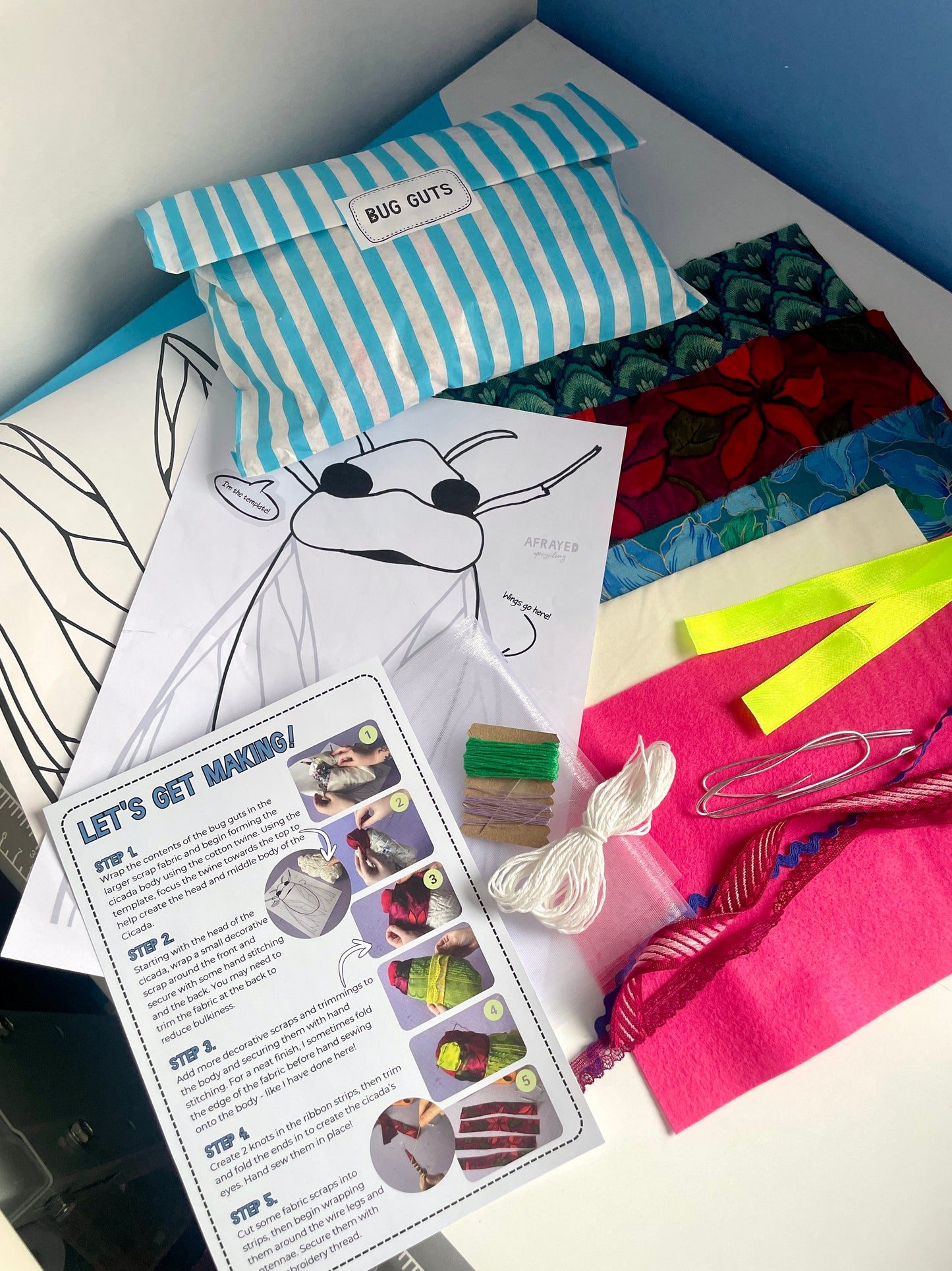 Fabric Cicada Bug Sewing Kit