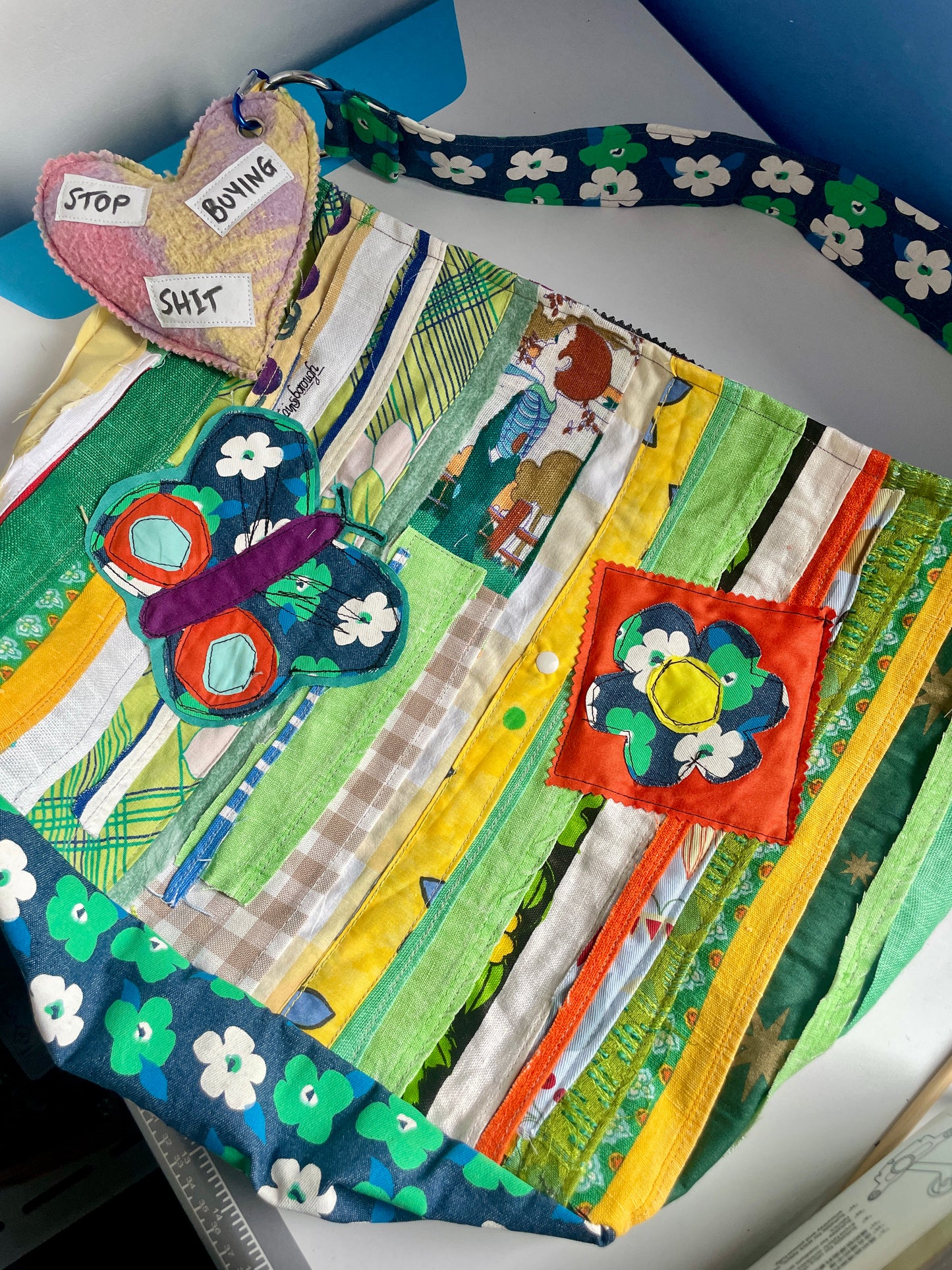 Scrappy Patch Bag - Blue Flower Garden