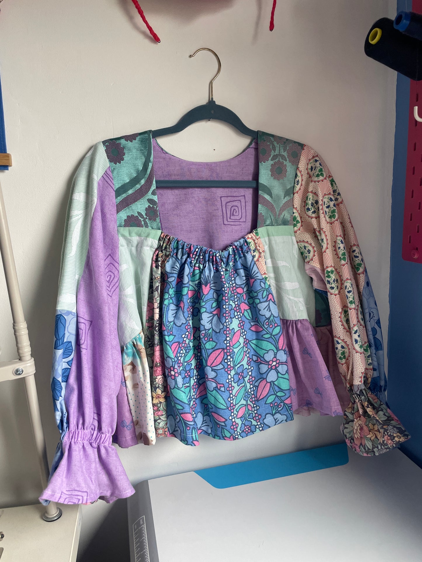 Bluebell Blouse Aqua Lavender - Size Medium