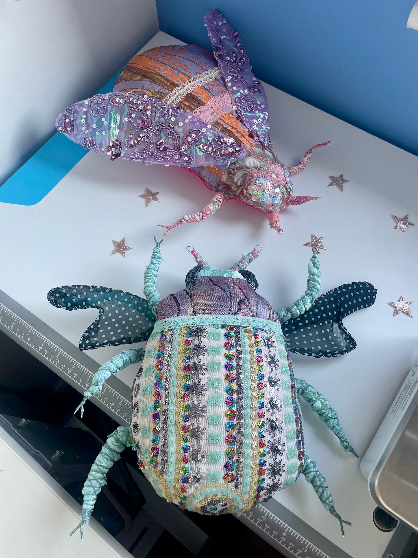 Sparkly Fabric Beetle Bug Sewing Kit - Mint Slate