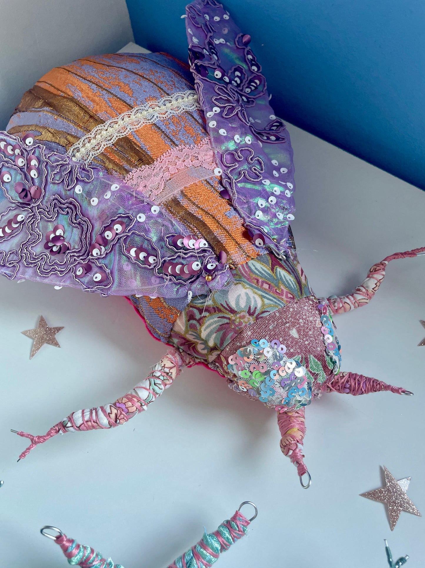 Sparkly Fabric Cicada Bug Sewing Kit - Lilac Jet