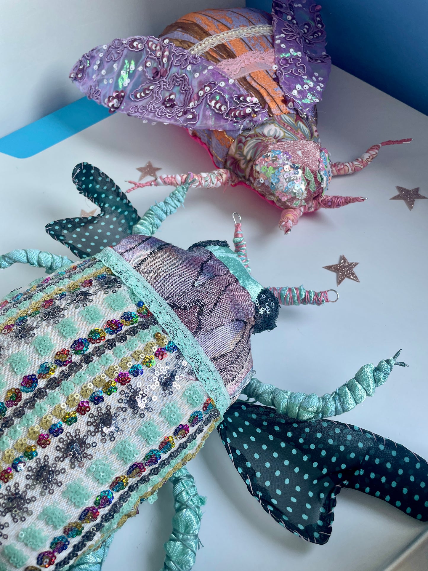 Sparkly Fabric Beetle Bug Sewing Kit - Mint Slate