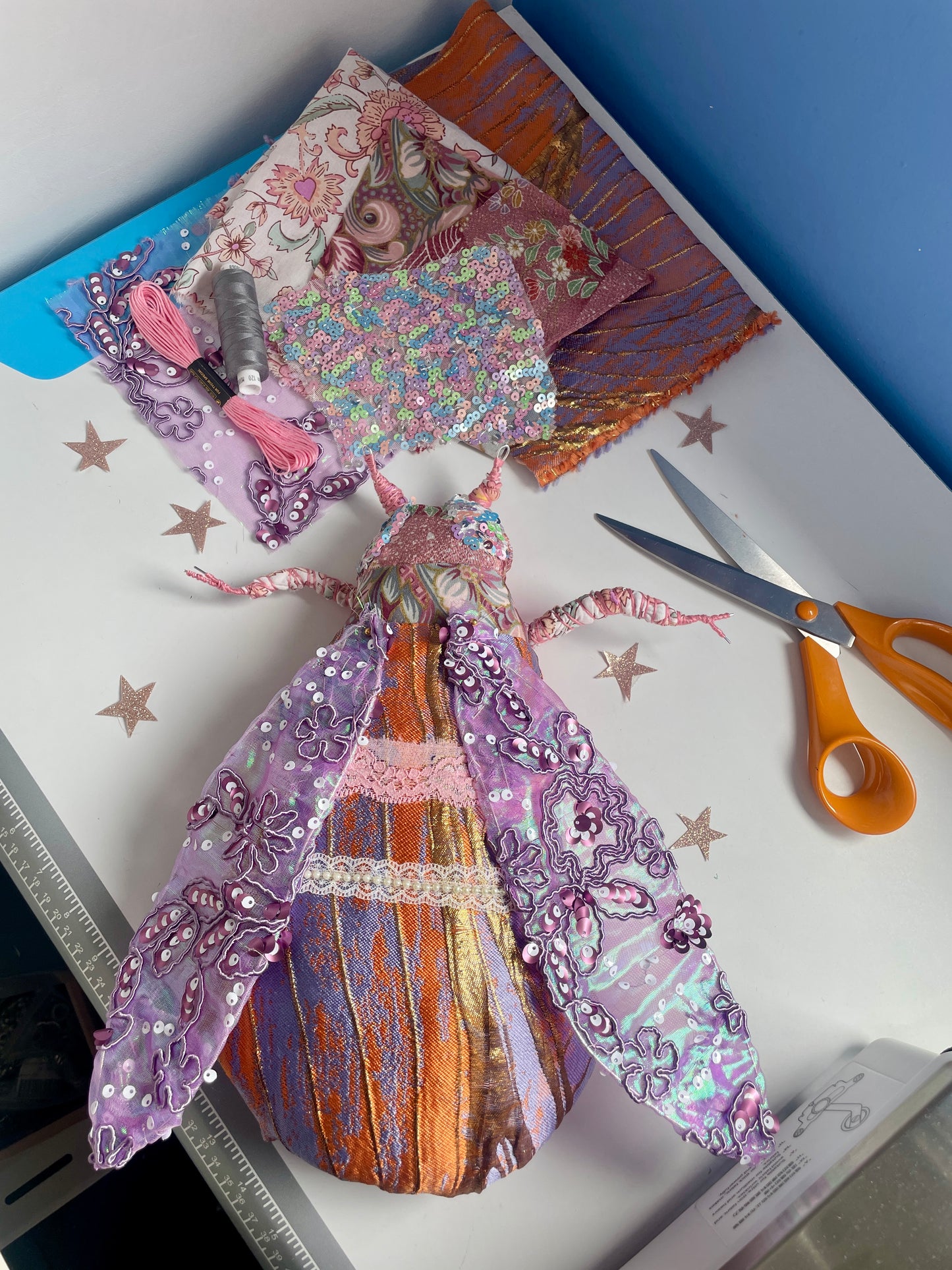 Sparkly Fabric Cicada Bug Sewing Kit - Lilac Jet