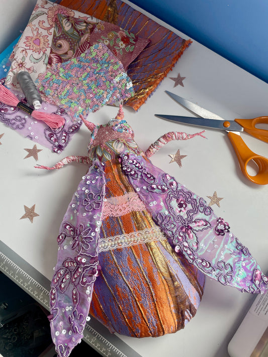 Sparkly Fabric Cicada Bug Sewing Kit - Lilac Jet
