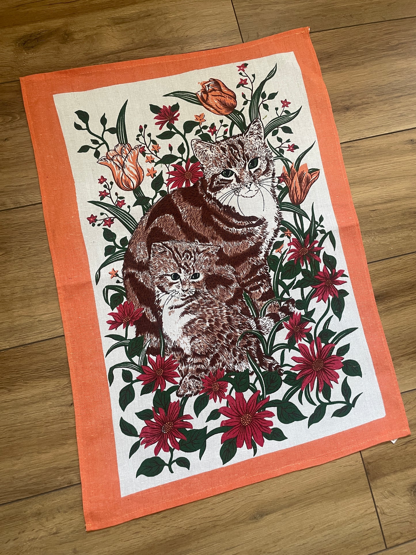 Tea Towel Kit - Peach Cats