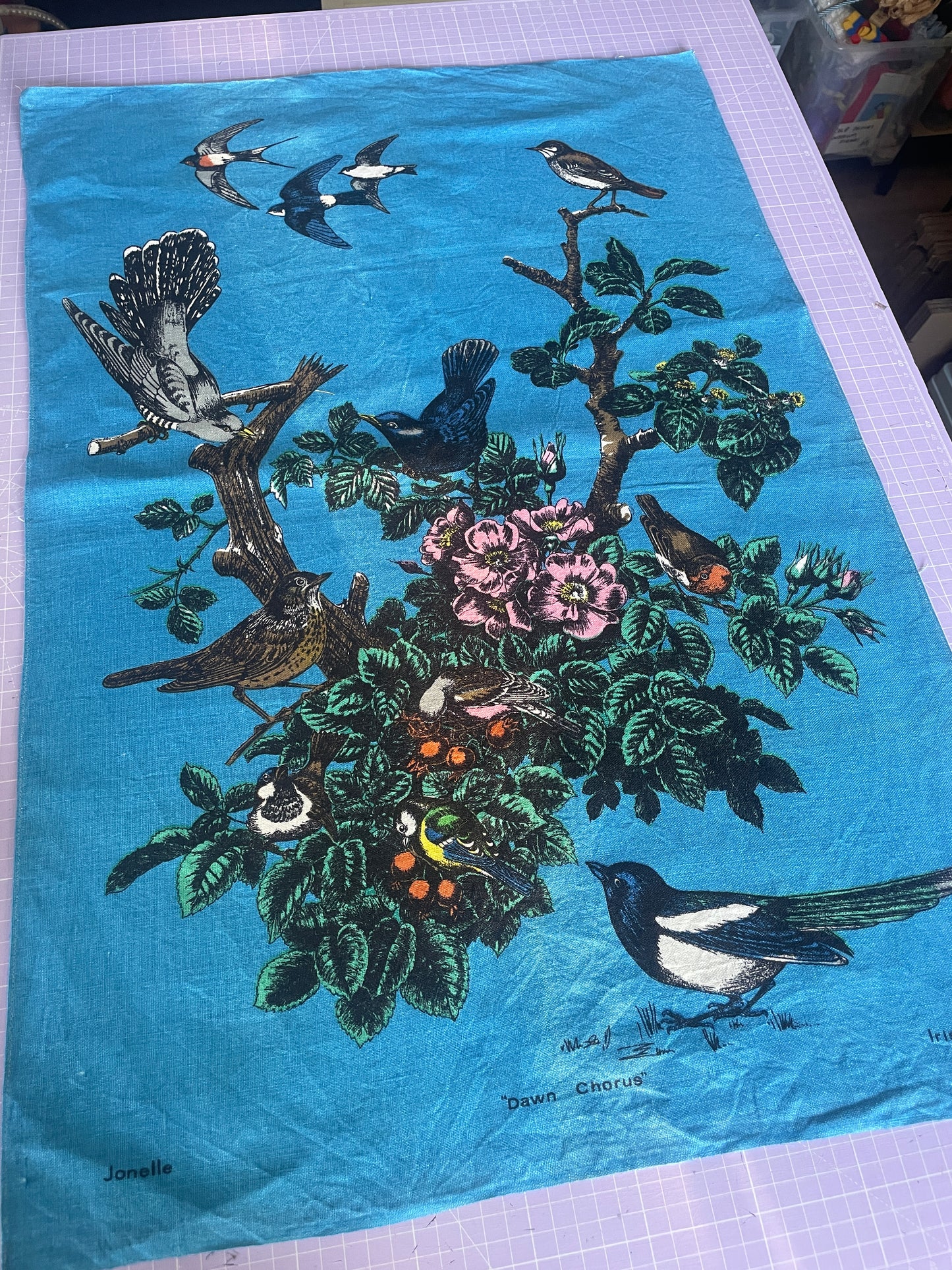 Tea Towel Kit - Blue Birdies