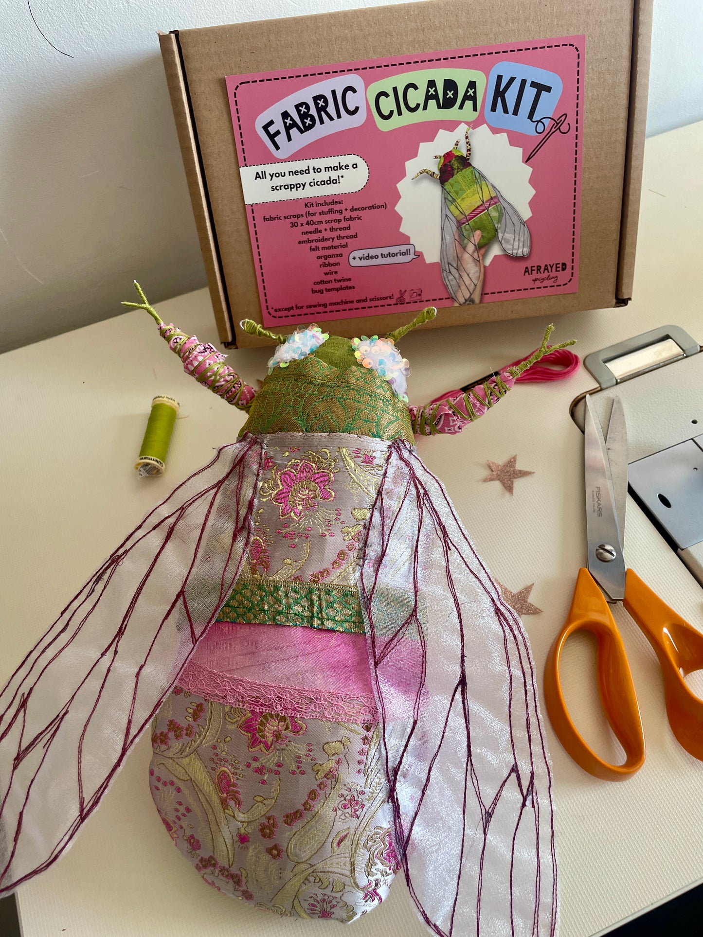 Fabric Cicada Bug Sewing Kit - different colours available!