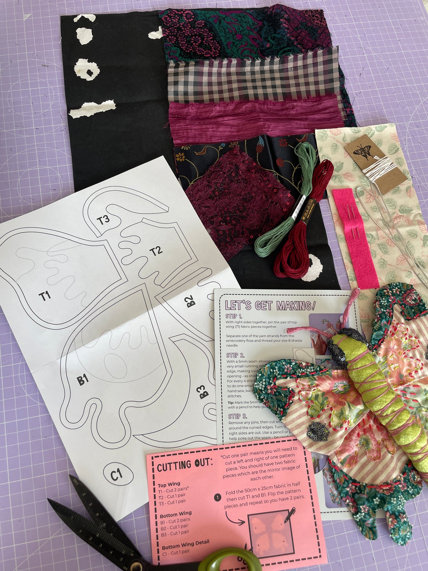 Fabric Butterfly Sewing Kit - different colours available!