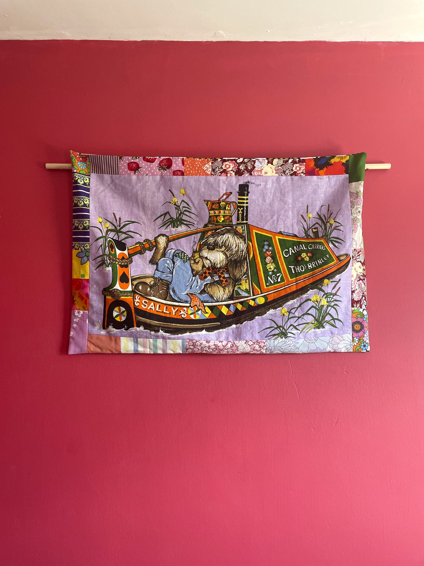 Tea Towel Wall Hanging - Canal Boat