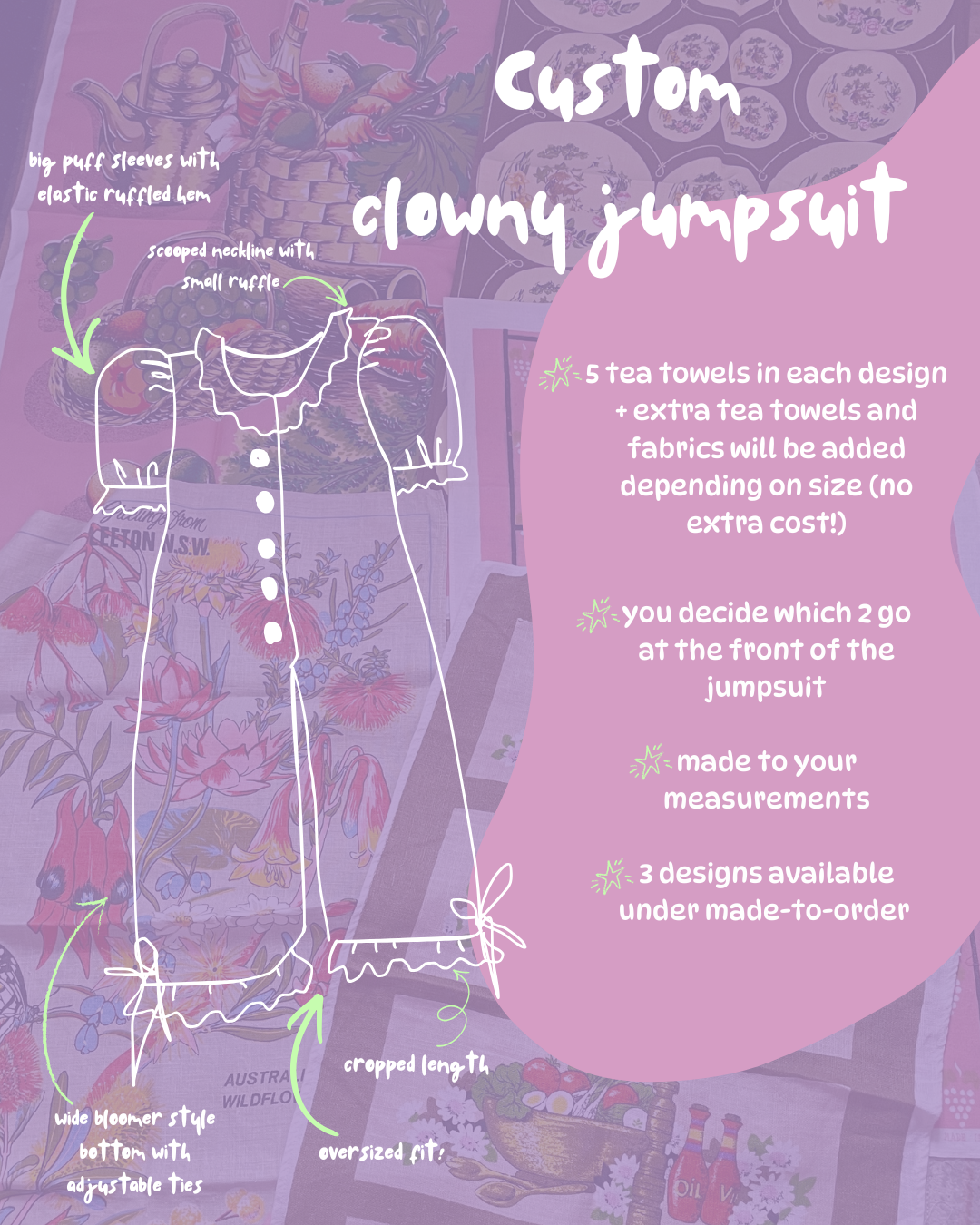 Tea Towel Custom Clowny Jumspuit - Fruit Cocktail